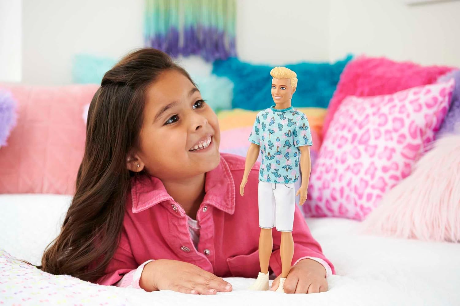 Barbie Ken Fashionistas Doll #211 with Blond Hair, Wearing Cactus Tee and White Shorts with Sneakers, HJT10 Blue Shirt Ken