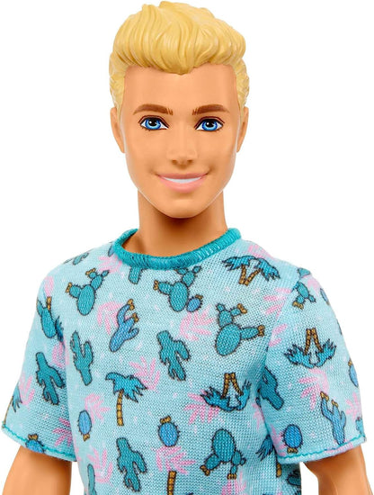 Barbie Ken Fashionistas Doll #211 with Blond Hair, Wearing Cactus Tee and White Shorts with Sneakers, HJT10