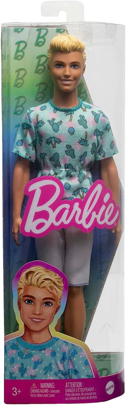 Barbie Ken Fashionistas Doll #211 with Blond Hair, Wearing Cactus Tee and White Shorts with Sneakers, HJT10