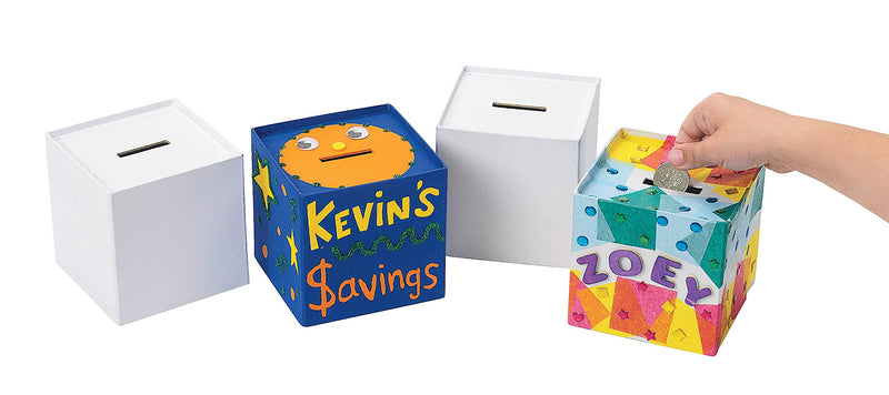 Money box | White | Square | 10 x 10 cm | 12 pieces