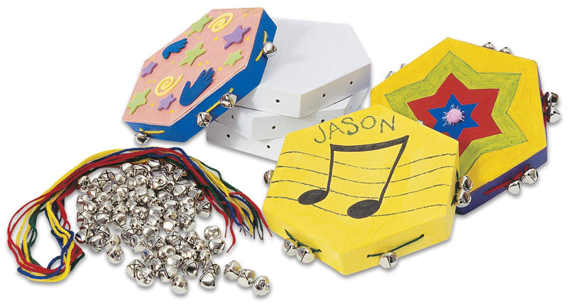 COLORATIONS - Tambourine craft set for children, 12 pieces, musical instruments craft idea