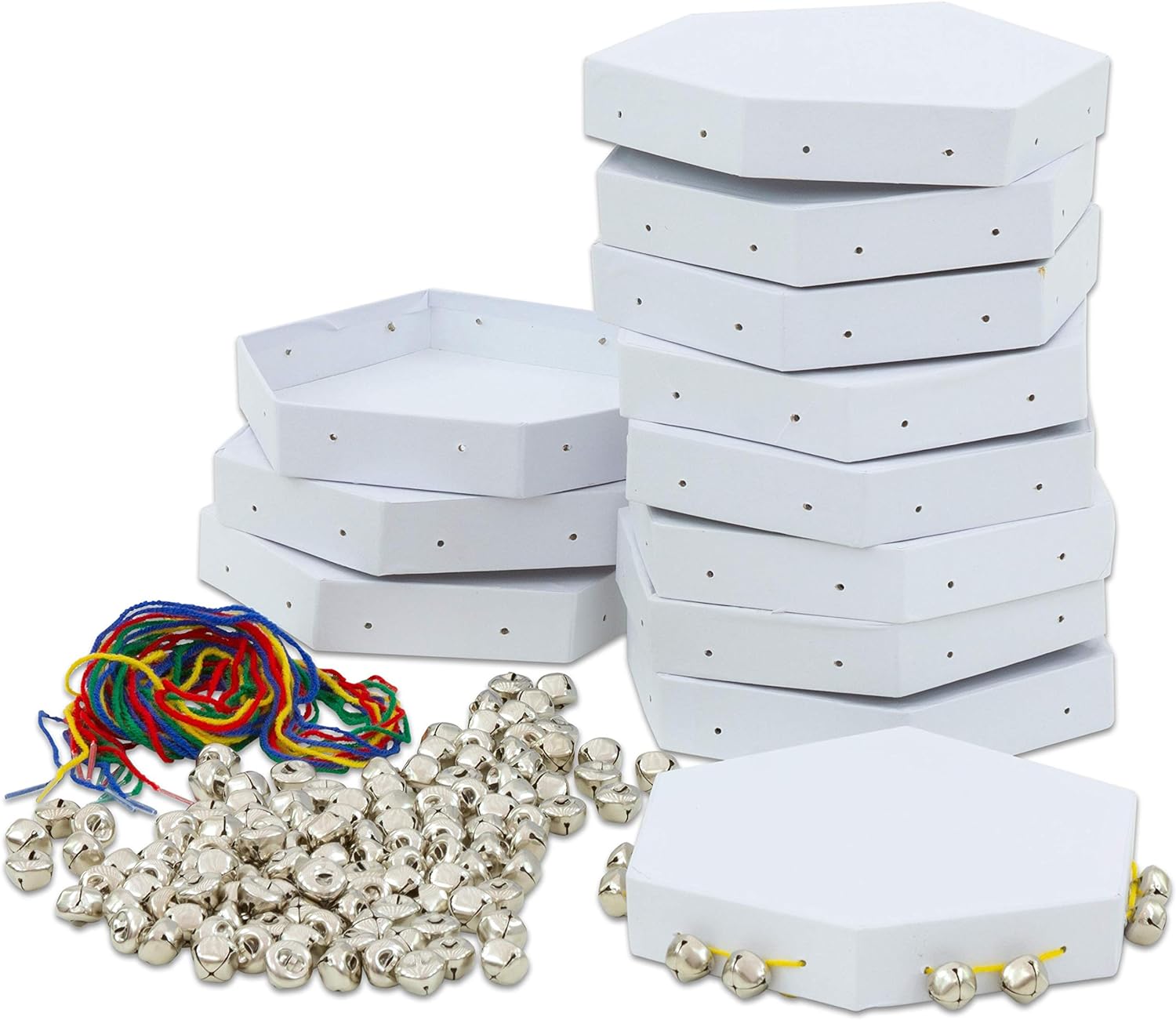 COLORATIONS - Tambourine craft set for children, 12 pieces, musical instruments craft idea