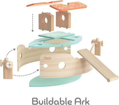 Classic World Holzschiff Arche Noah | Taufgeschenk | Montessori Spielzeug 2 Jahre | Holzspielzeug Bibel | Taufgeschenke für Jungen Mädchen | Außergewöhnliches Taufgeschenk