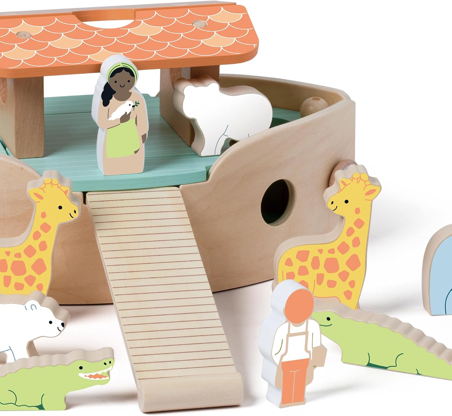 Classic World Holzschiff Arche Noah | Taufgeschenk | Montessori Spielzeug 2 Jahre | Holzspielzeug Bibel | Taufgeschenke für Jungen Mädchen | Außergewöhnliches Taufgeschenk