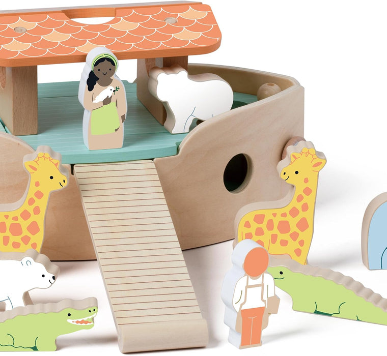 Classic World Holzschiff Arche Noah | Taufgeschenk | Montessori Spielzeug 2 Jahre | Holzspielzeug Bibel | Taufgeschenke für Jungen Mädchen | Außergewöhnliches Taufgeschenk