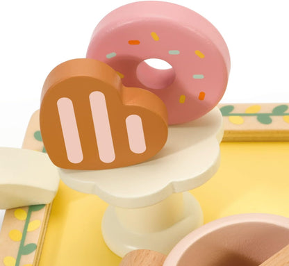 Classic World - Grace Afternoon Tea Set - Wooden Pretend Play Tea Party - Role Play Toy Set - Colourful Kitchen Pretend Playset - Montessori Toys - Suitable for 3+ Years Old