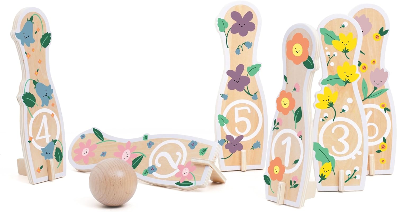 Classic World World Houten Bowlingset Bloemen, 14dlg,