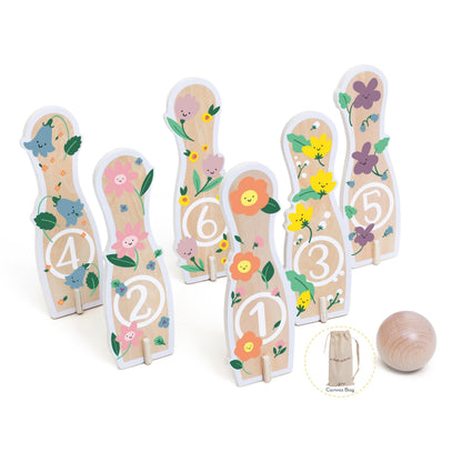 Classic World World Houten Bowlingset Bloemen, 14dlg,