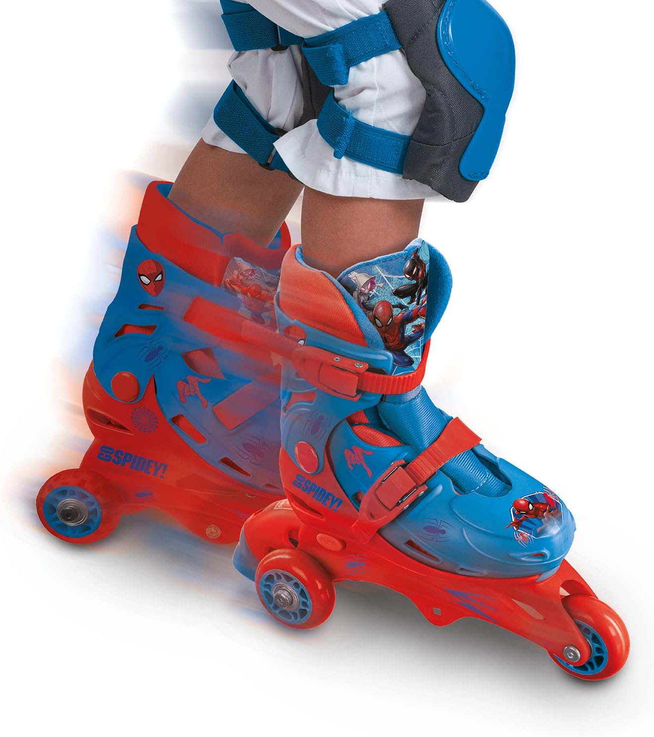 mondo Toys - Marvel Spiderman - 3 In-Line Skates - Adjustable Dual Function - PVC Wheels - Scooter for Boys/Girls - Size S/Size 29/32-28631, Multi-coloured 3 IN LINE SKATE SPIDERMAN