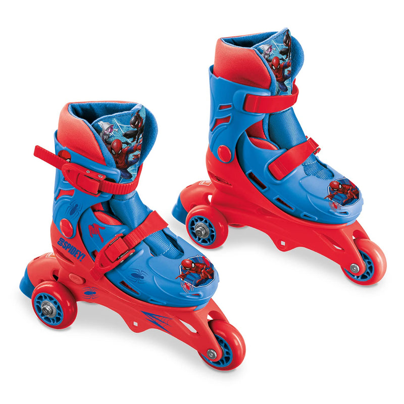 mondo Toys - Marvel Spiderman - 3 In-Line Skates - Adjustable Dual Function - PVC Wheels - Scooter for Boys/Girls - Size S/Size 29/32-28631, Multi-coloured 3 IN LINE SKATE SPIDERMAN