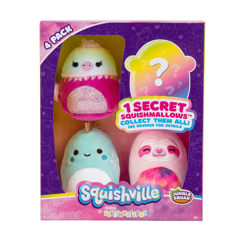 Squishville by Original Squishmallows Jungle Squad Plush - Four 2-Inch Squishmallows Plush Including Chet, Tarryn, and Lillith - Toys for Kids