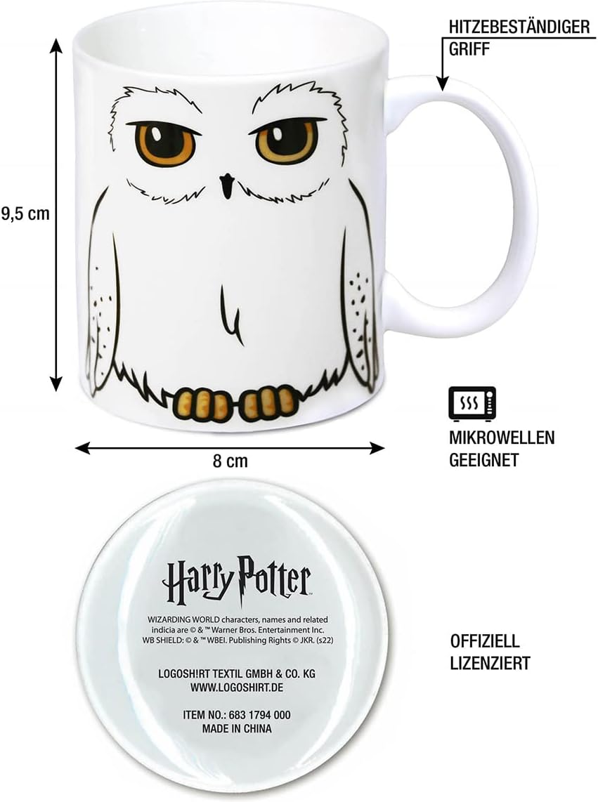 Logoshirt® Harry Potter - Hedwig - Eeylops Owl Emporium I Porcelain Coffee Mug, 300 ml I Dishwasher & Microwave Safe I in Coloured Gift Box I Licensed Original Design
