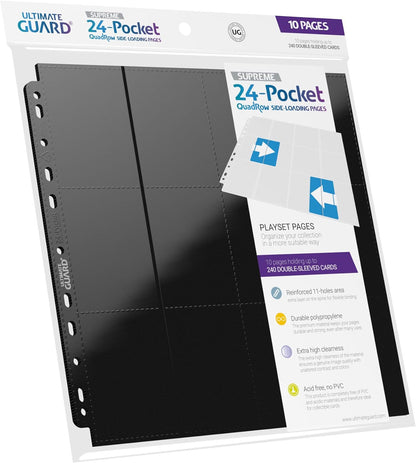 Ultimate Guard-No 24-Pocket QuadRow Pages Side-Loading Negro (10), Color (UGD010829