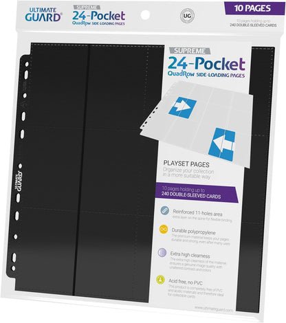 Ultimate Guard-No 24-Pocket QuadRow Pages Side-Loading Negro (10), Color (UGD010829