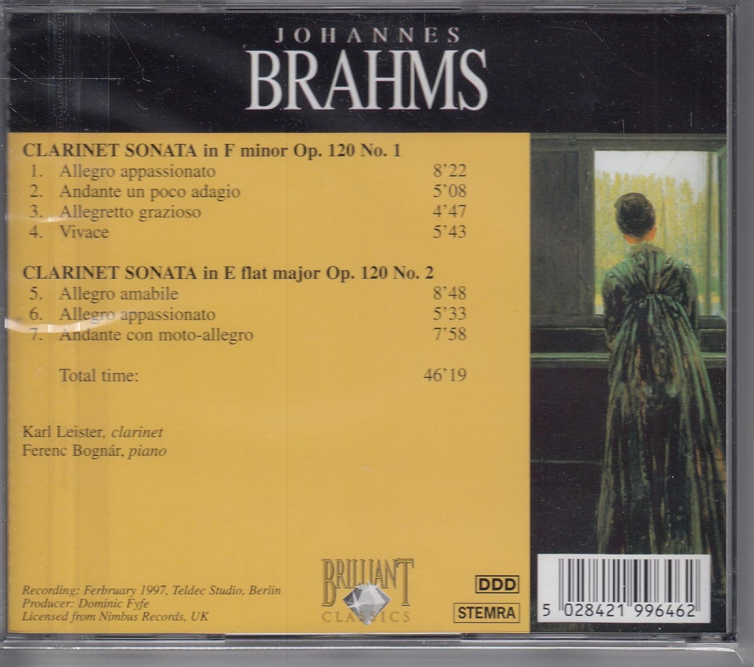 BRAHMS - CLARINET SONATAS 1 & 2 / LEISTER & BOGNAR