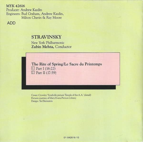 CD - Stravinsky, The Rite of Spring - Zubin Metha