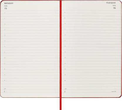 Moleskine Daily Agenda 12 Months 2024, Agenda 2024, Size Large 13x21, Hard Cover and Elastic Closure, Colour Scarlet Red Daily Hard Cover - Large Scarlet Red