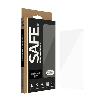 PanzerGlass SAFE Screen Protector for iPhone 14 - scratch proof tempered glass iPhone screen protector with full screen coverage - anti-bacterial, fingerprint resistant and shockproof