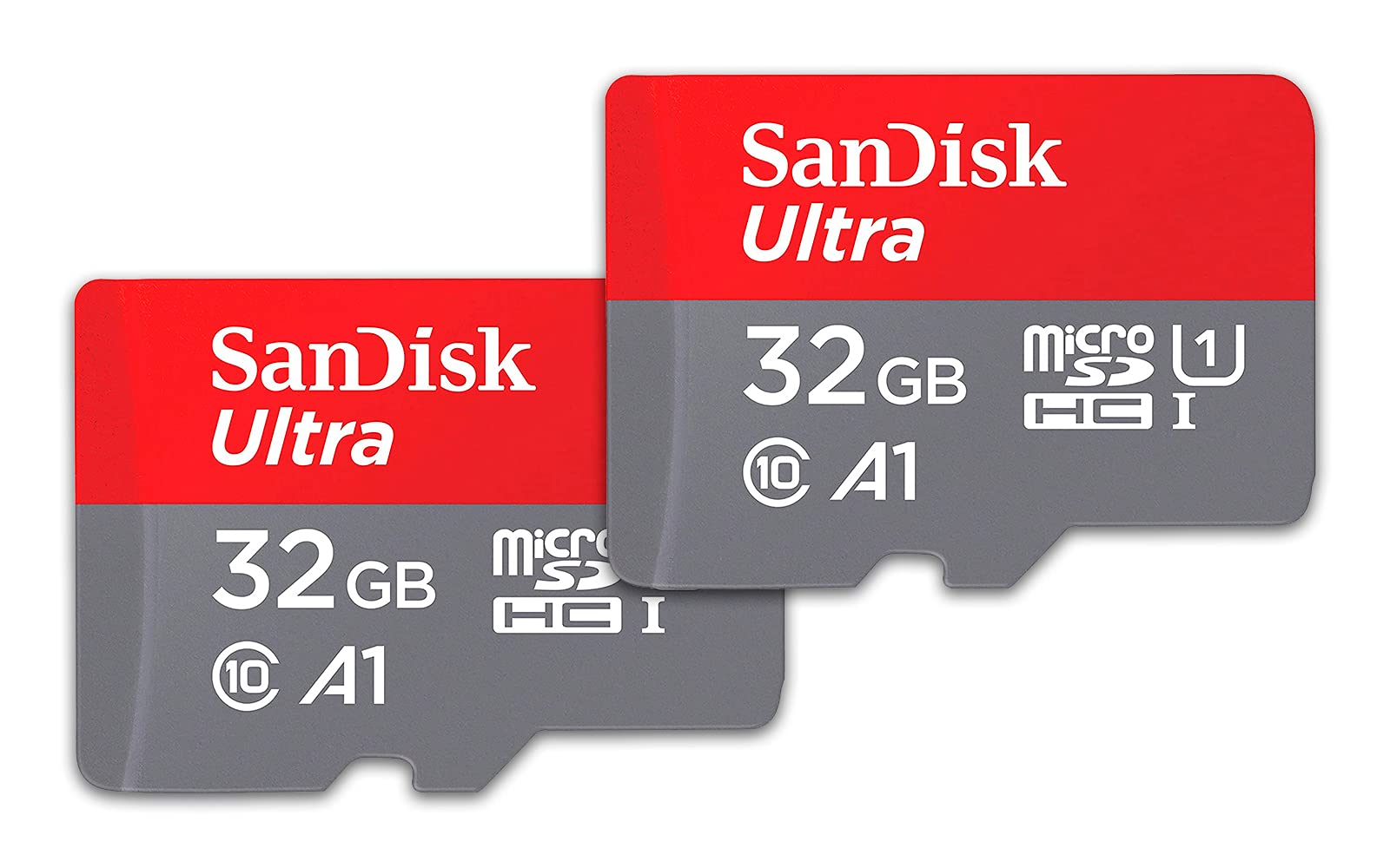 SanDisk Ultra 32 GB microSDHC Memory Card + SD Adapter with A1 App Performance Up to 120 MB/s, Class 10, U1 (Twin Pack) 32GB Twin Pack