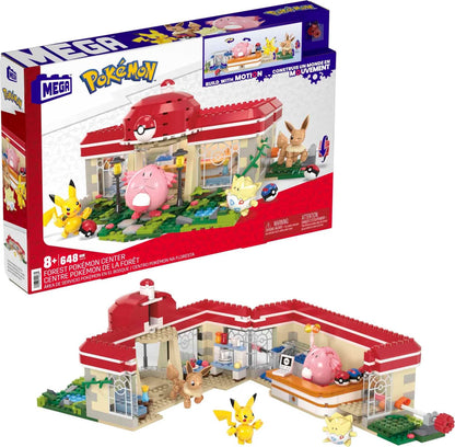 MEGA Pokémon Playset, Forest Pokemon Center Includes Pikachu, Chansey, Eevee, and Togepi, Building Toys for Kids and Adults, Collectible Character Model with 648 Pieces, Toy for Ages 8 and Up, HNT93