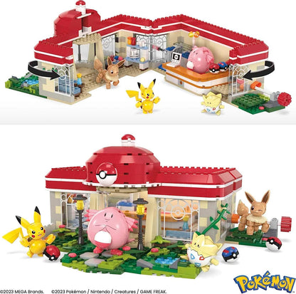 MEGA Pokémon Playset, Forest Pokemon Center Includes Pikachu, Chansey, Eevee, and Togepi, Building Toys for Kids and Adults, Collectible Character Model with 648 Pieces, Toy for Ages 8 and Up, HNT93