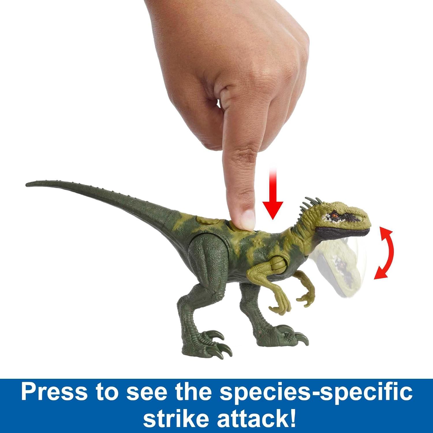 Jurassic World Dinosaurio de Juguete Atrociraptor Mordida de Ataque para niños de 4 años en adelante, HLN69