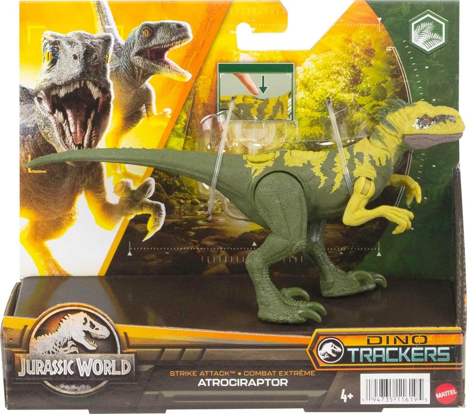 Jurassic World Dinosaurio de Juguete Atrociraptor Mordida de Ataque para niños de 4 años en adelante, HLN69