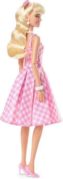 Barbie The Movie Doll, Margot Robbie as Barbie, Collectible Doll Wearing Pink and White Gingham Dress with Daisy Chain Necklace, HPJ96
