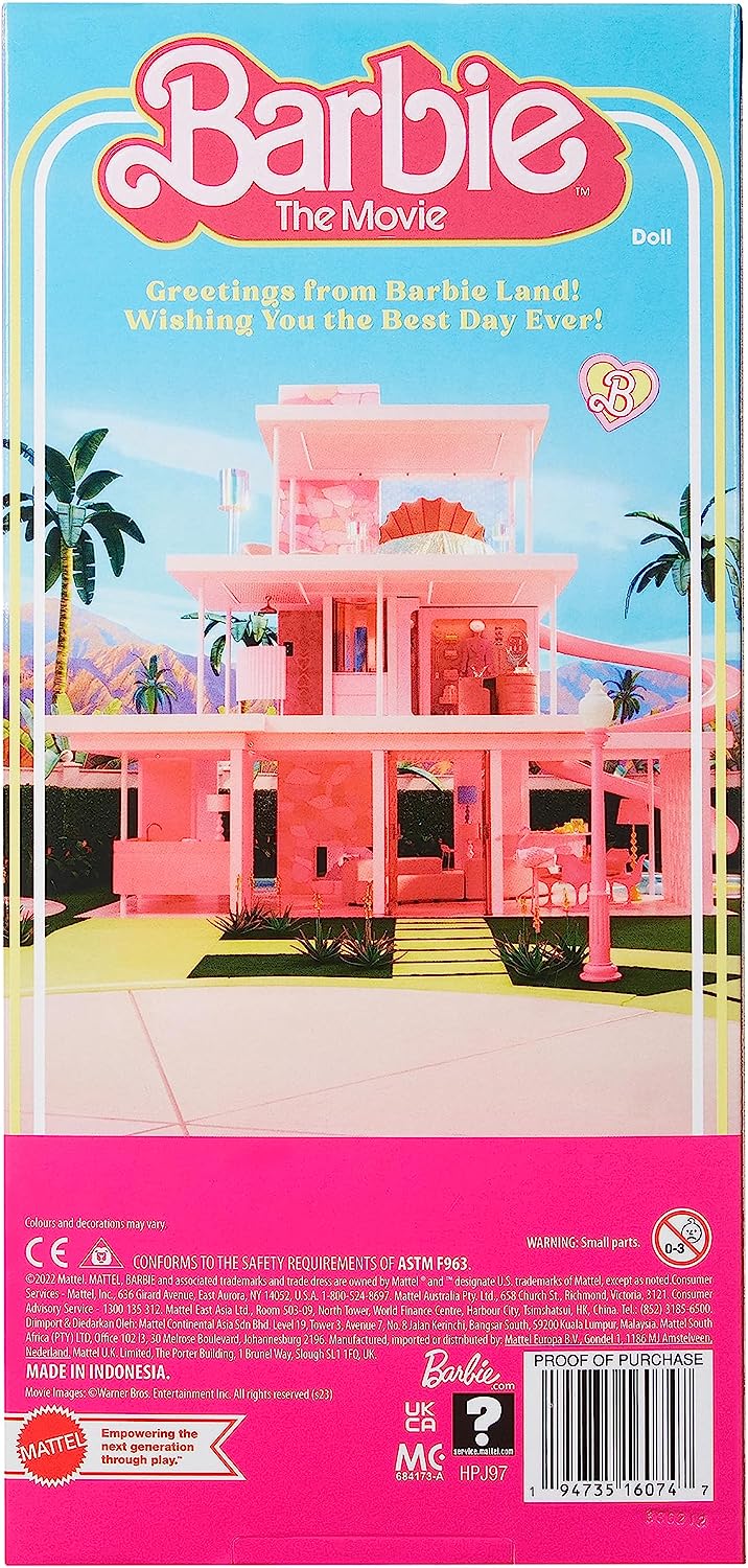 Barbie The Movie - Ken Muñeco Signature Coleccionable de la película con Chaleco a Rayas y Tabla de Surf, Juguete de colección, Regalo +3 años (Mattel HPJ97