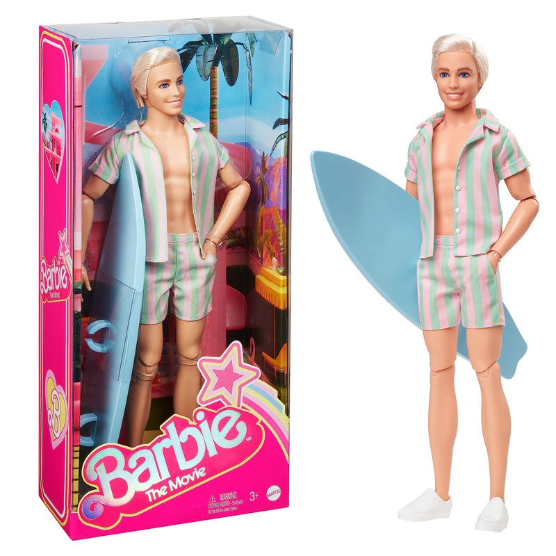 Barbie The Movie - Ken Muñeco Signature Coleccionable de la película con Chaleco a Rayas y Tabla de Surf, Juguete de colección, Regalo +3 años (Mattel HPJ97