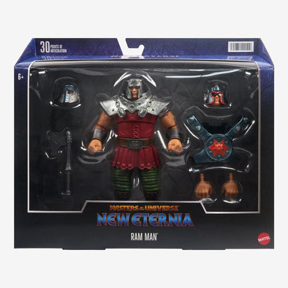 Masters of the Universe Masterverse Action Figure New Eternia Deluxe Ram Man, 7 Inch Scale, 30 Articulations, Battle Accessories, HLB57