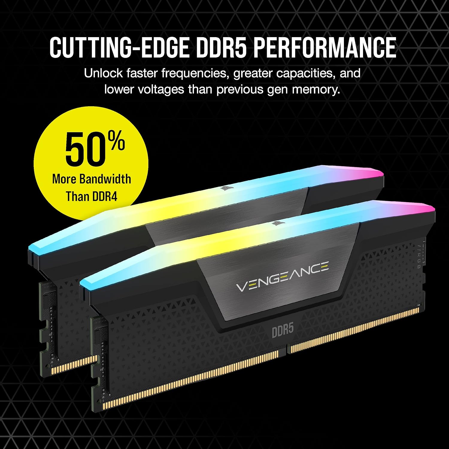 CORSAIR VENGEANCE RGB DDR5 RAM 32GB (2x16GB) 6000MHz CL36 Intel XMP iCUE Compatible Computer Memory - Black (CMH32GX5M2D6000C36) Black 32GB (2x16GB)