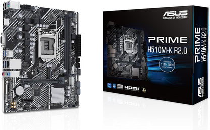 ASUS Prime H510M-K R2.0 Mainboard Sockel Intel LGA 1200 (Intel H470 Chipsatz, micro-ATX, DDR4 Speicher, PCIe 4.0, BIOS Flashback, USB 3.2 Gen 1, Aura Sync