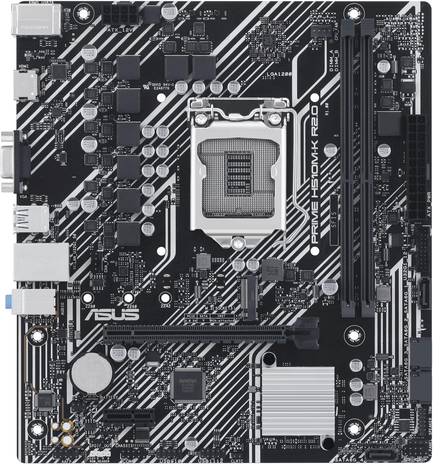 ASUS Prime H510M-K R2.0 Mainboard Sockel Intel LGA 1200 (Intel H470 Chipsatz, micro-ATX, DDR4 Speicher, PCIe 4.0, BIOS Flashback, USB 3.2 Gen 1, Aura Sync