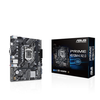 ASUS Prime H510M-K R2.0 Mainboard Sockel Intel LGA 1200 (Intel H470 Chipsatz, micro-ATX, DDR4 Speicher, PCIe 4.0, BIOS Flashback, USB 3.2 Gen 1, Aura Sync