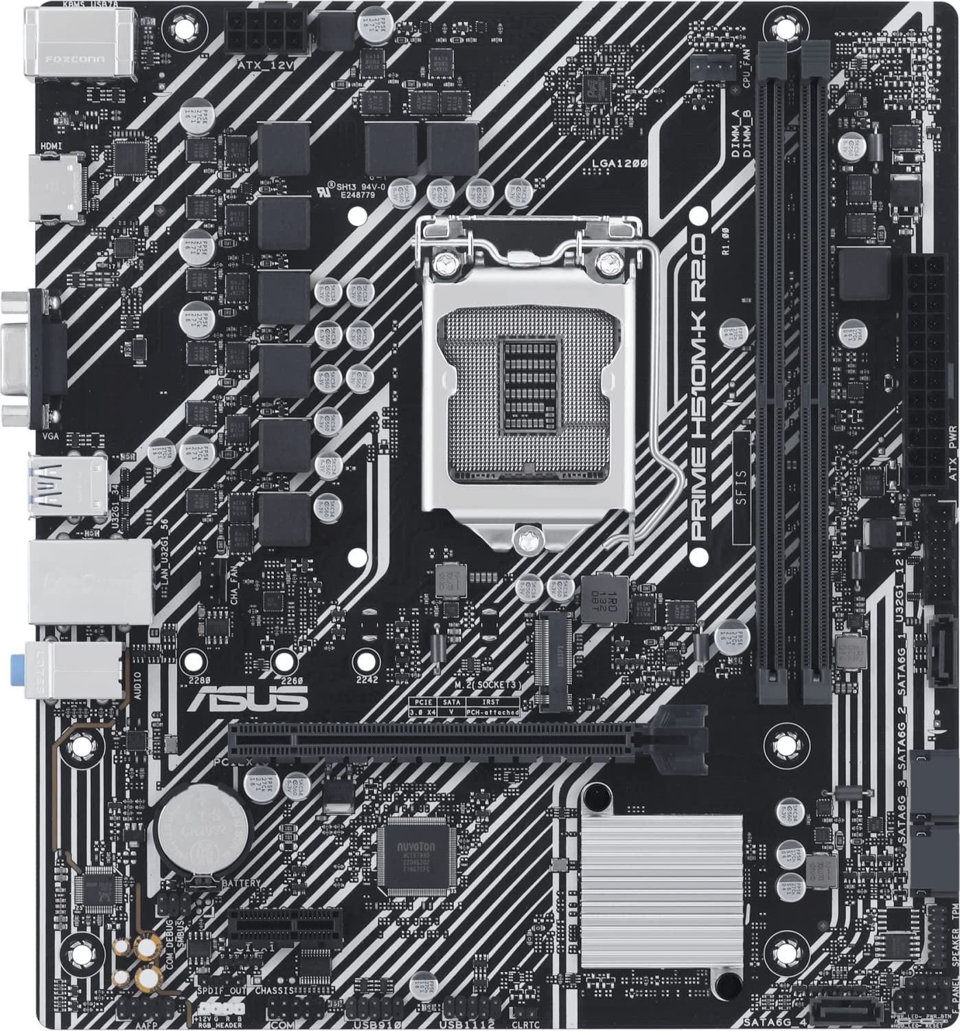 ASUS Prime H510M-K R2.0 Mainboard Sockel Intel LGA 1200 (Intel H470 Chipsatz, micro-ATX, DDR4 Speicher, PCIe 4.0, BIOS Flashback, USB 3.2 Gen 1, Aura Sync