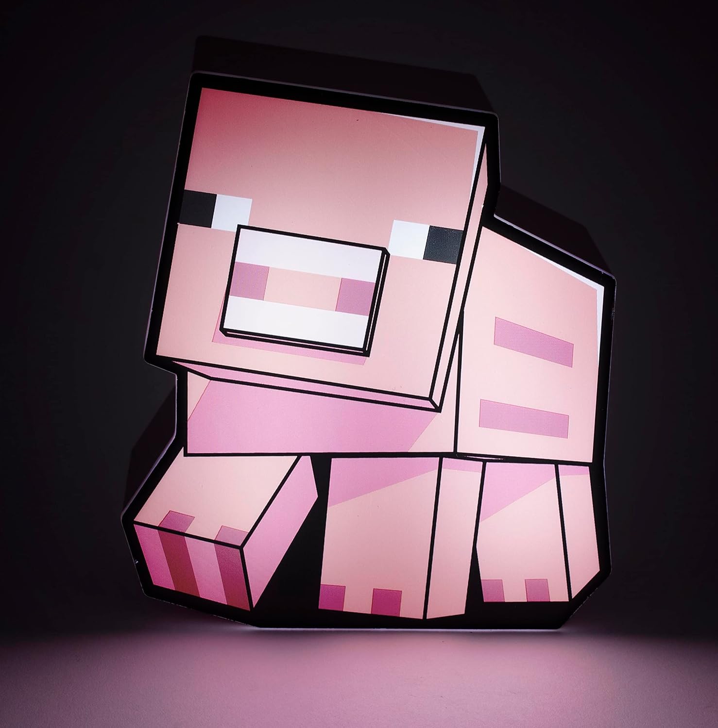 Paladone Minecraft Pig Night Light | Officially Licensed Minecraft Bedroom Decor and Desk Lamp, Black