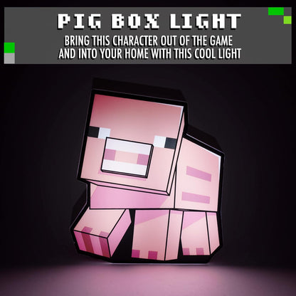 Paladone Minecraft Pig Night Light | Officially Licensed Minecraft Bedroom Decor and Desk Lamp, Black