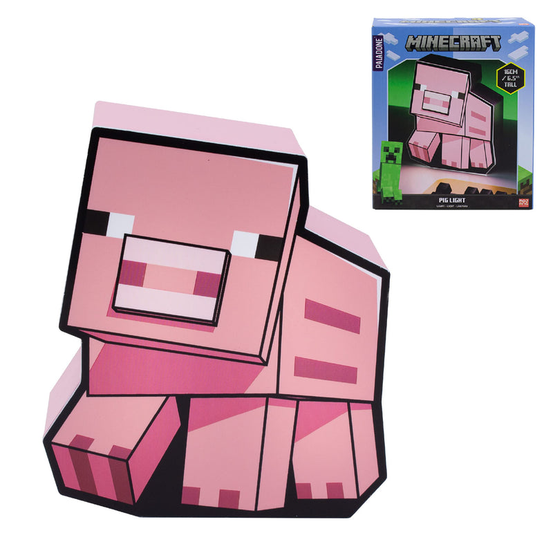Paladone Minecraft Pig Night Light | Officially Licensed Minecraft Bedroom Decor and Desk Lamp, Black