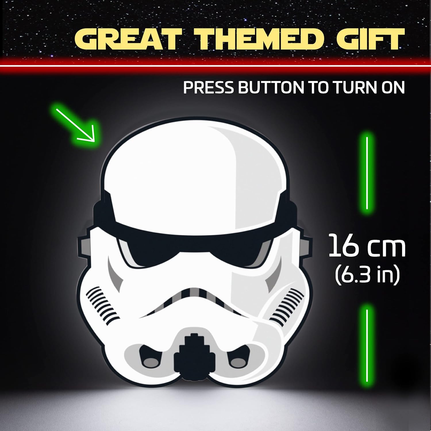 Paladone Star Wars Stormtrooper Night Light - Officially Licensed Lucas Film Bedroom Décor and Desk Lamp, Gift for Mandalorian Fans, Battery Powered