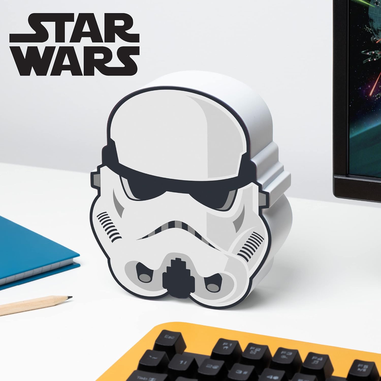 Paladone Star Wars Stormtrooper Night Light - Officially Licensed Lucas Film Bedroom Décor and Desk Lamp, Gift for Mandalorian Fans, Battery Powered