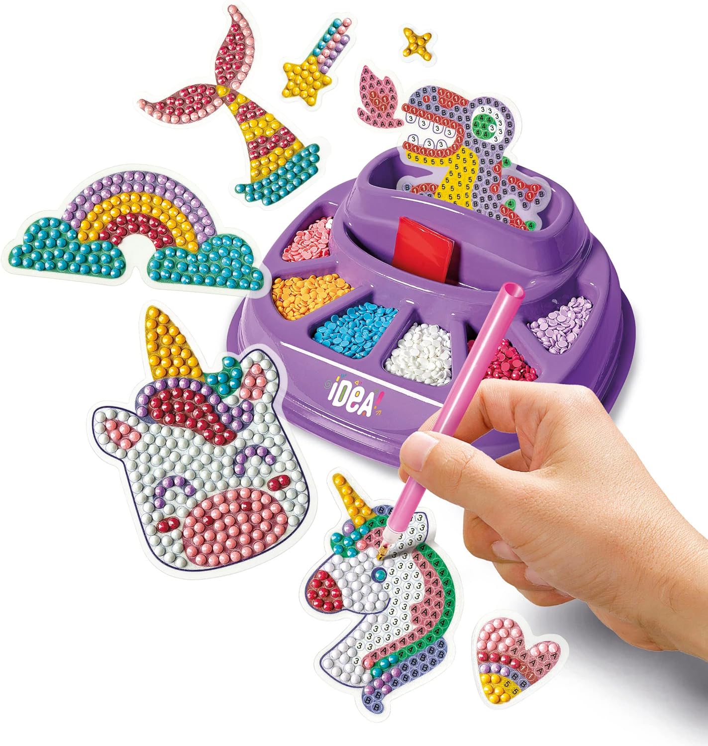 Clementoni Idea - Sparkly Creations Game Icons, Diamond Art, creatief spel voor kinderen vanaf 7 jaar, kit kunst en laboratorium edelstenen, stickers met het thema gaming, 18746