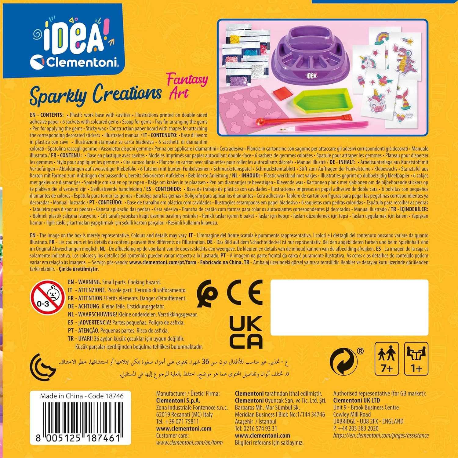Clementoni Idea - Sparkly Creations Game Icons, Diamond Art, creatief spel voor kinderen vanaf 7 jaar, kit kunst en laboratorium edelstenen, stickers met het thema gaming, 18746