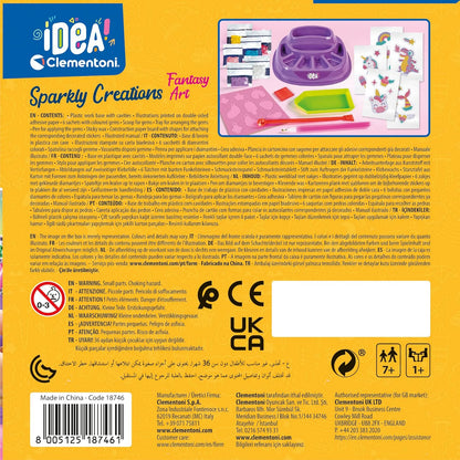 Clementoni Idea - Sparkly Creations Game Icons, Diamond Art, creatief spel voor kinderen vanaf 7 jaar, kit kunst en laboratorium edelstenen, stickers met het thema gaming, 18746