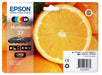 Epson Ink Cartridges, Claria" Premium Ink, 33, Oranges, Multipack, 1 x 6.4 ml Black, 1 x 4.5 ml Yellow, 1 x 4.5 ml Photo Black, 1 x 4.5 ml Cyan, 1 x 4.5 ml Magenta, Standard, RF+AM