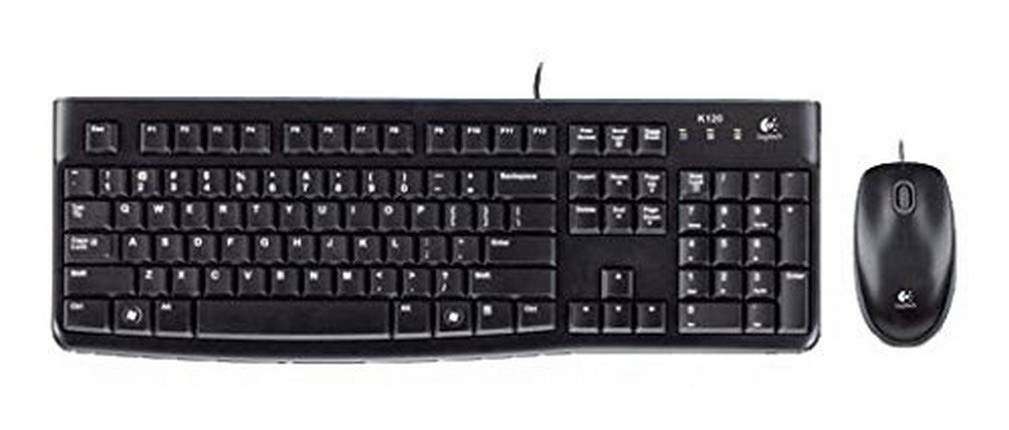Logitech MK120 Combo con Teclado y Ratón con Cable para Windows, Disposición QWERTY Italiano - Negro