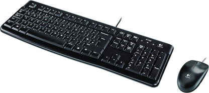 Logitech MK120 Wired Keyboard and Mouse Combo for Windows, QWERTY Spanish Layout - Black