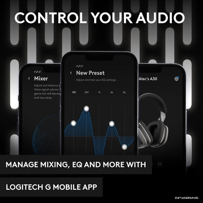 Logitech G Astro A30 Lightspeed Wireless Gaming Headset v. PS5 - Bluetooth, 2,4Ghz, Ingeb. & Afneemb. Micr., USB-C, 3,5mm, v. Playstation, Nintendo Switch, PC - The Mandalorian Edition