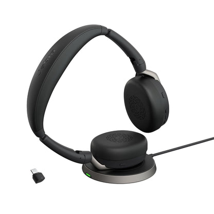 Jabra Evolve2 65 Flex - Wireless Stereo Headset with Bluetooth, Noise-cancelling Jabra ClearVoice Technology and Hybrid ANC - Certified for MS Teams - Black
