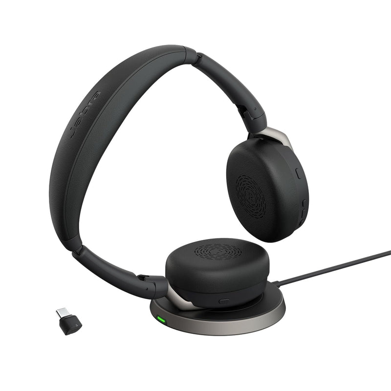 Jabra Evolve2 65 Flex - Wireless Stereo Headset with Bluetooth, Noise-cancelling Jabra ClearVoice Technology and Hybrid ANC - Certified for MS Teams - Black